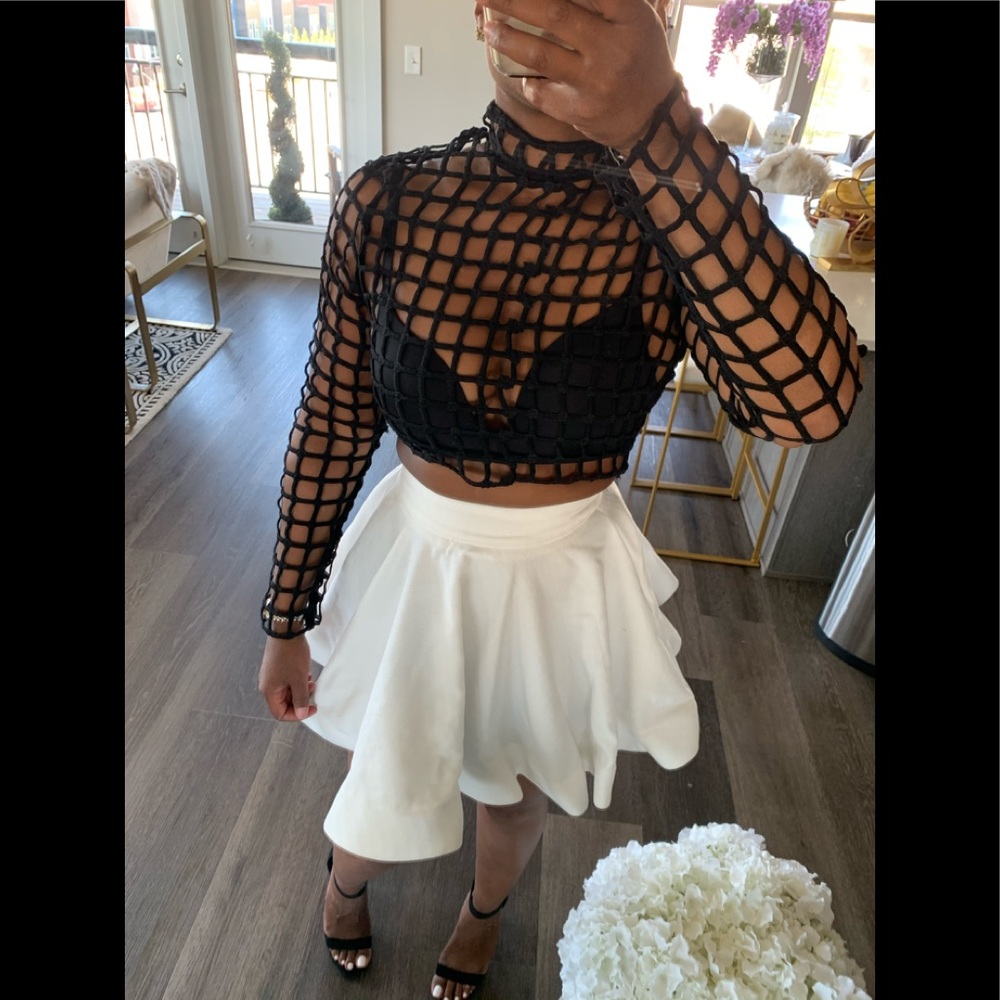 Black netted crop top!